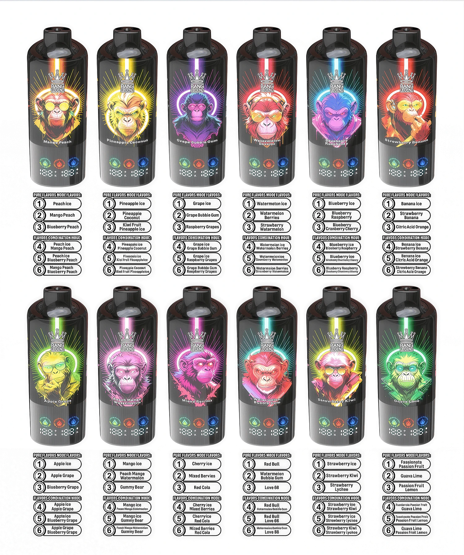 Bang-Legend-150000-150k-Puffs-6-in-1-Aromen-Einweg-Vape-2-3-5-Nikotin-12-Geschmäcker-Smart-Display-Vape-Factory-Großhandel-Aroma-Liste