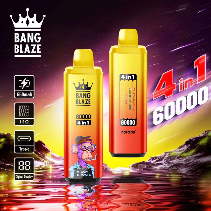 Bang Blaze 4in1 60000 Puffs disposable vape, all four flavors displayed-01