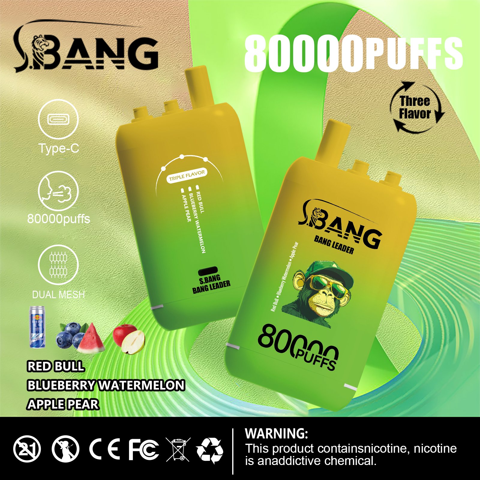bang-leader-80000-3in1-red-bull-blueberry-watermelon-apply-pear-flavor-picture