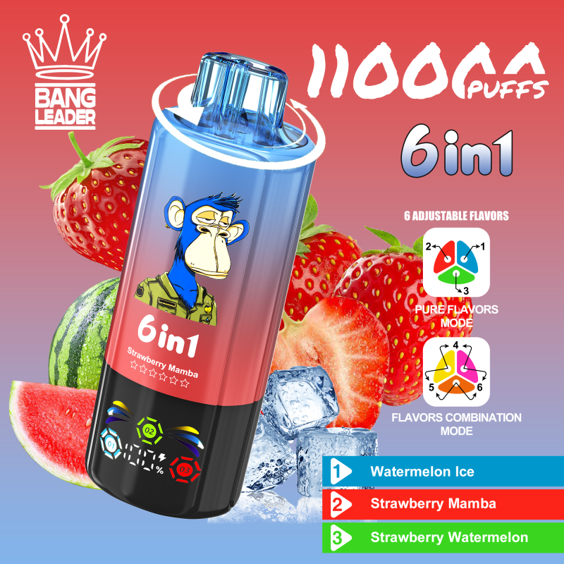 Bang Leader Puffs 6 In 1 Flavor Watermelon Ice Strawberry Mamba Disposable Vape Device