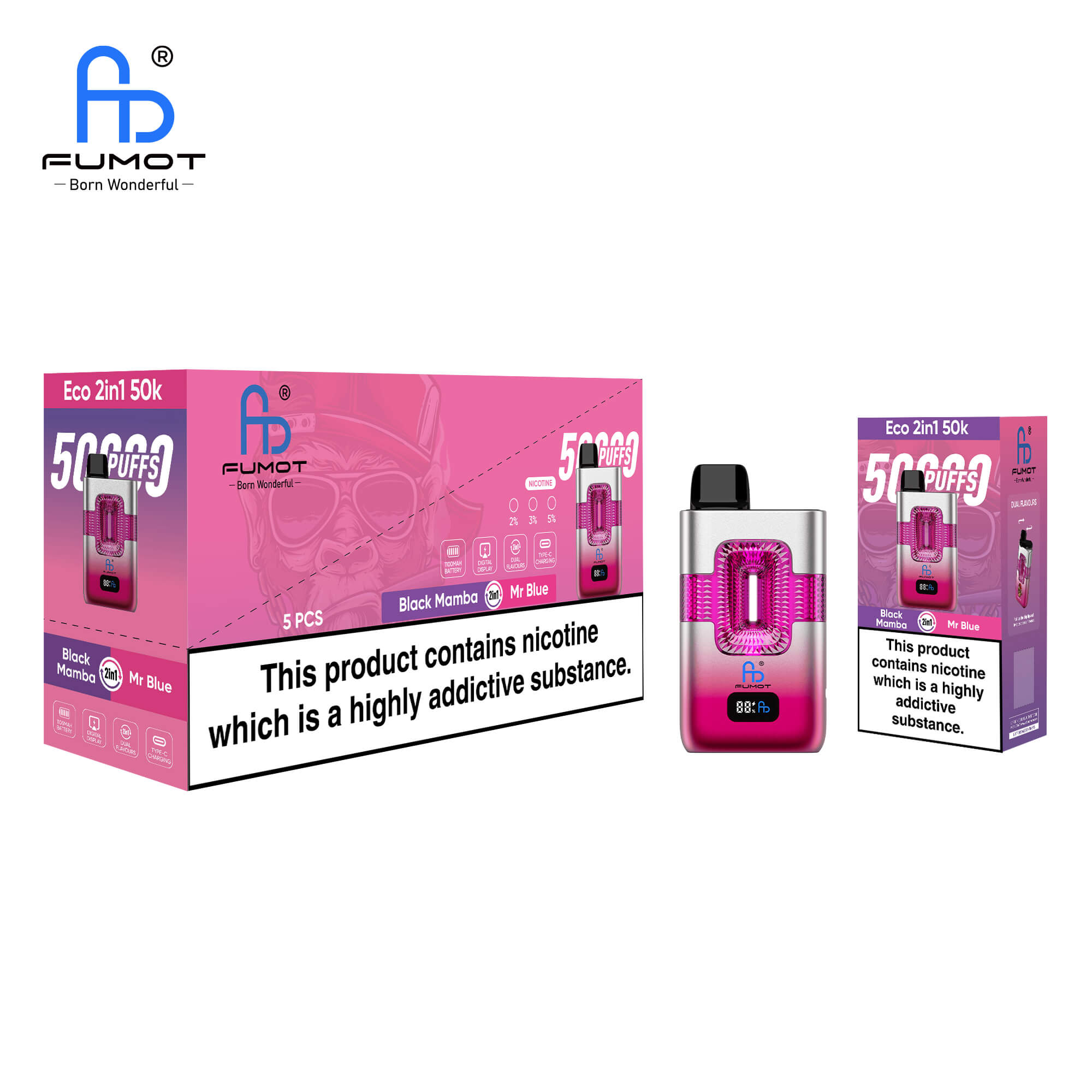 Fumot 50k Black mamba & Mr blue - Afbeelding 4