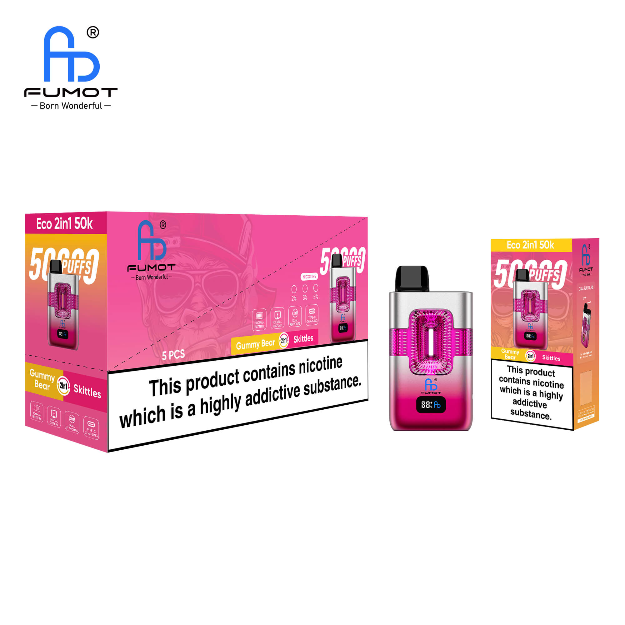 Fumot Eco 2-in-1 50K パフグミ & スキットル - 画像 (2)