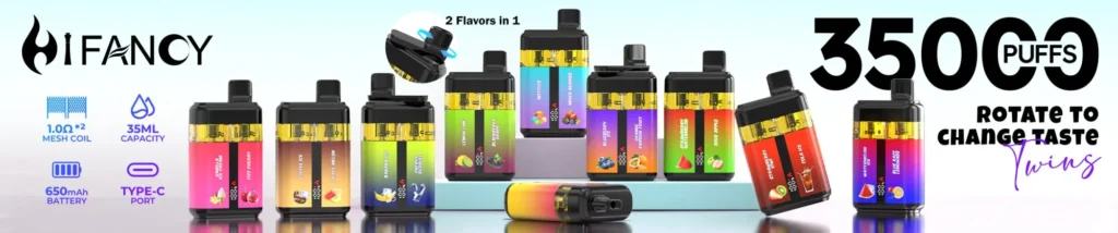 Dispositivo de vaporização descartável Hifancy Twins Puffs Banner