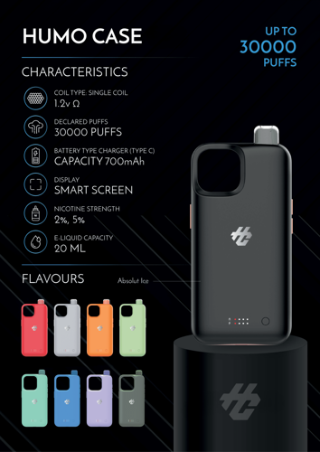 Jednorazowe urządzenie Vape Humo Case iPhone 15 30000 Puffs