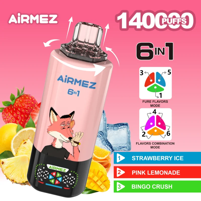 Airmez Fox 6 In 1 Puff Flavor Disposable Vape Device design
