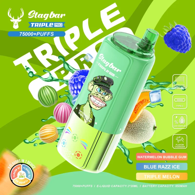vapemaison-stag-bar-triple-pro-75000-puffs-watermelon-bubble-gum-blue-razz-ice-triple-melon