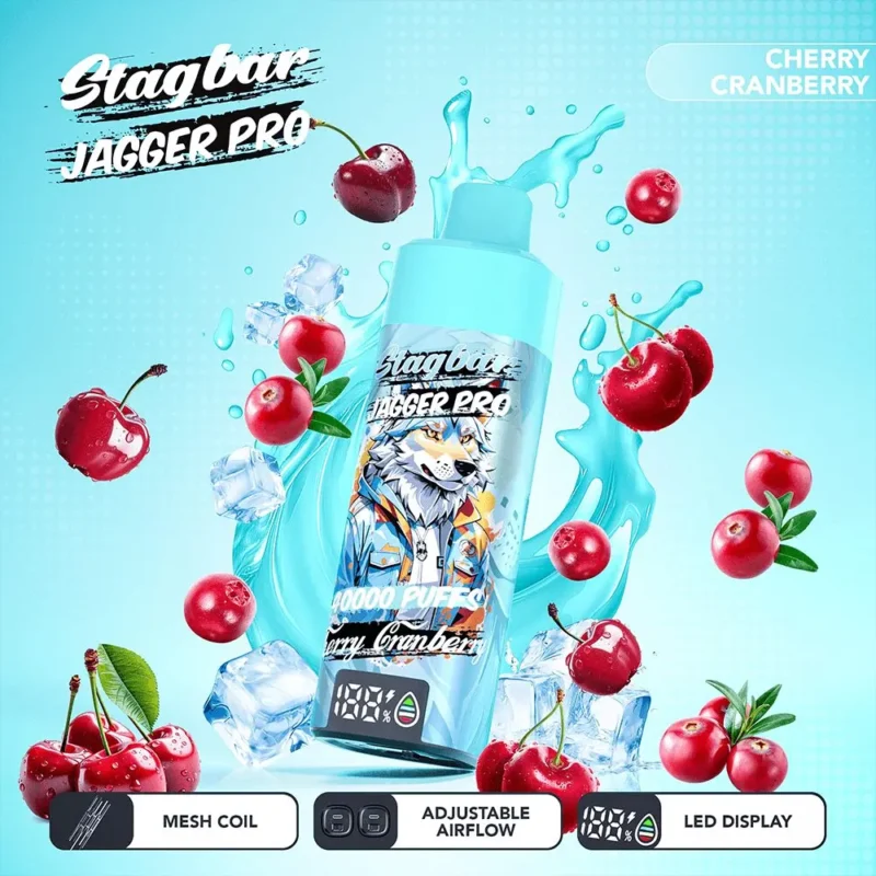 Vapemaison Stagbar Jagger Pro 40k Puffs Cherry Cranberry