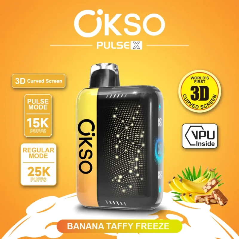 OKSO Pulse X 25000 Puffs Banana Taffy Freeze Flavor Disposable Vape - VapeMaison