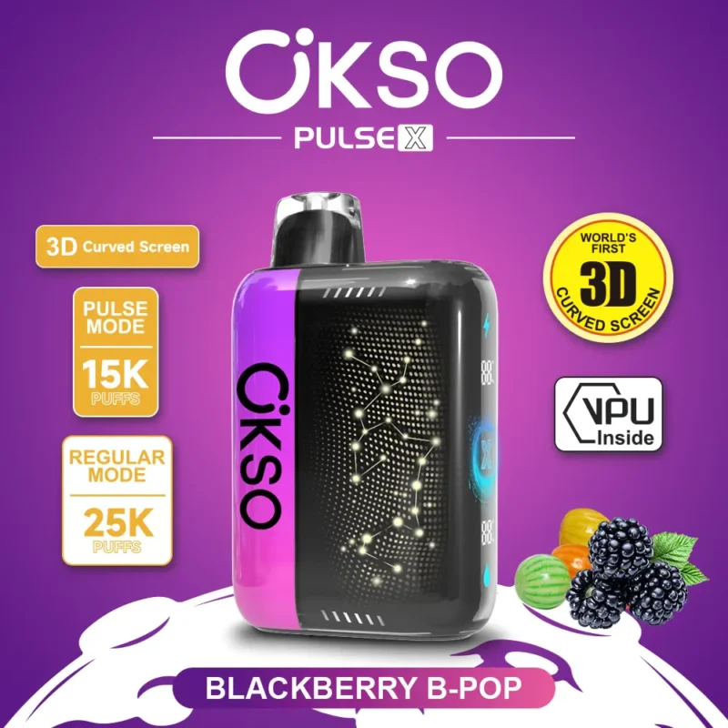 OKSO Pulse X 25000 Puffs Blackberry B Pop Flavor Disposable Vape - VapeMaison