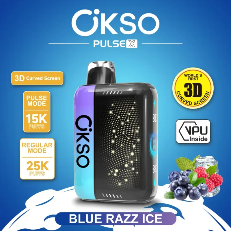 OKSO Pulse X 25000 Puffs Blue Razz Ice Flavor Disposable Vape - VapeMaison