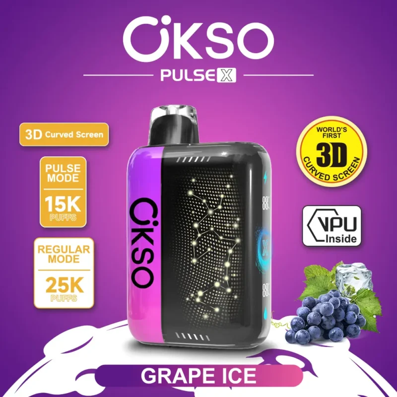 OKSO Pulse X 25000 Puffs Grape Ice Flavor Disposable Vape - VapeMaison