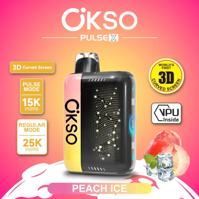 OKSO Pulse X 25000 Puffs Peach Ice Flavor Disposable Vape - VapeMaison