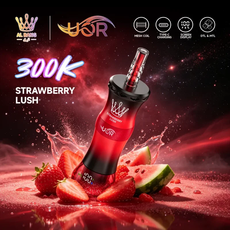 Uor Al Bang 300K Puffs Shisha Vape Strawberry Lush Disposable Hookah Flavor