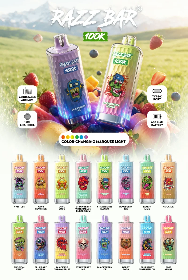 Razz Bar 100K Puffs All Flavors Disposable Vape