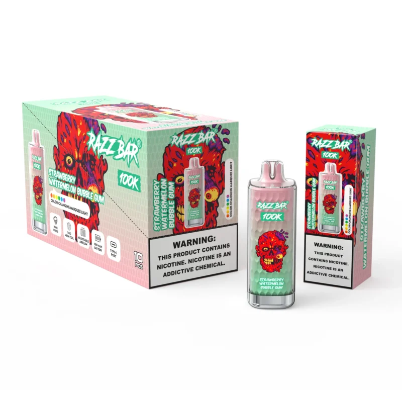 Razz Bar 100K Puffs Strawberry Watermelon Bubble Gum Disposable Vape