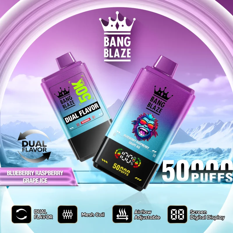 Bang Blaze 50000 Puffs Blueberry Raspberry Grape Ice Flavor Disposable Vape - VapeMaison