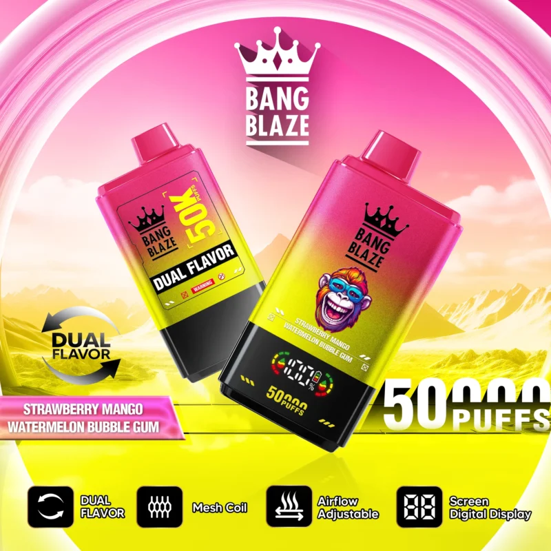 Bang Blaze 50000 Puffs Strawberry Mango Watermelon Bubble Gum Flavor Disposable Vape - VapeMaison