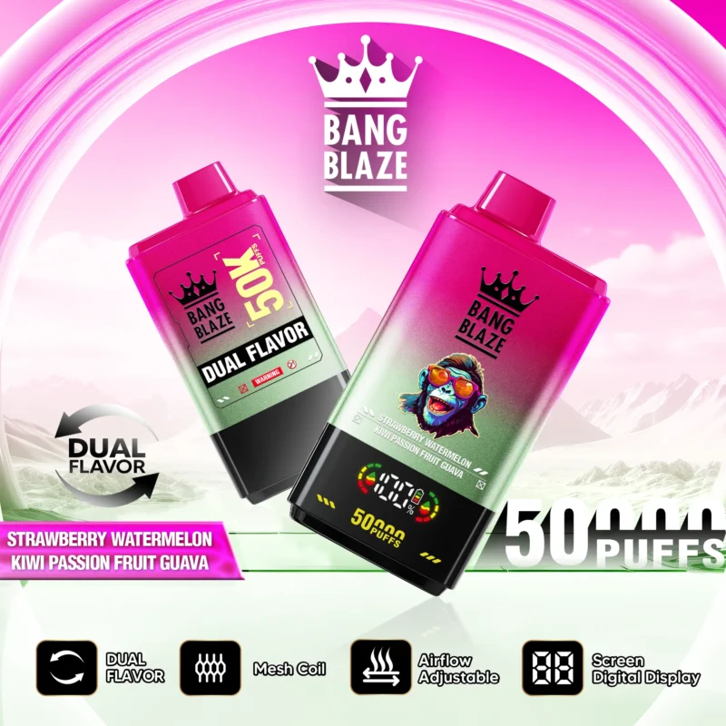 Bang Blaze 50000 Puffs Strawberry Watermelon Kiwi Passion Fruit Guava Flavor Disposable Vape - VapeMaison