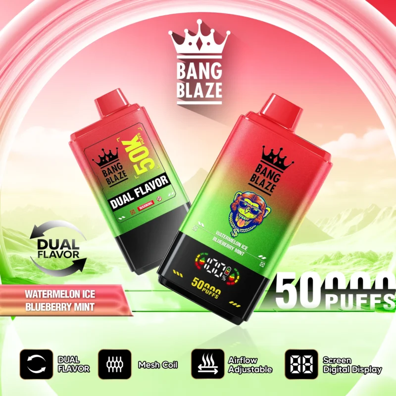 Bang Blaze 50000 Puffs Watermelon Ice Blueberry Mint Flavor Disposable Vape - VapeMaison
