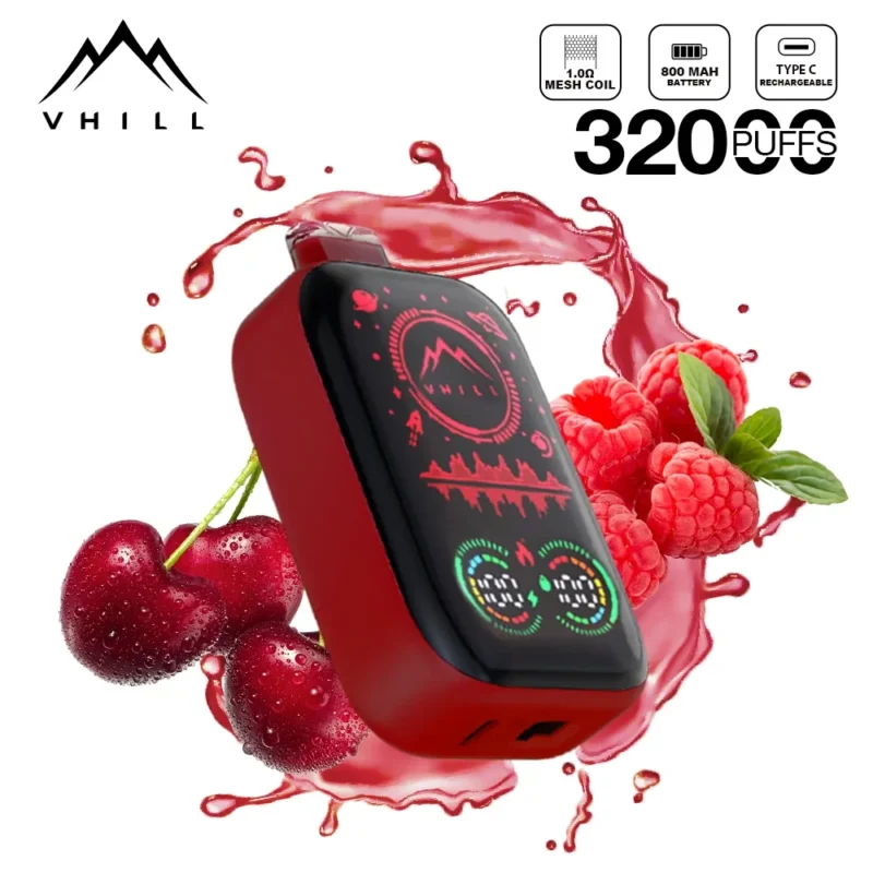 VHILL 32K Puffs Full Screen Cherry Raspberry Ice Disposable Vape
