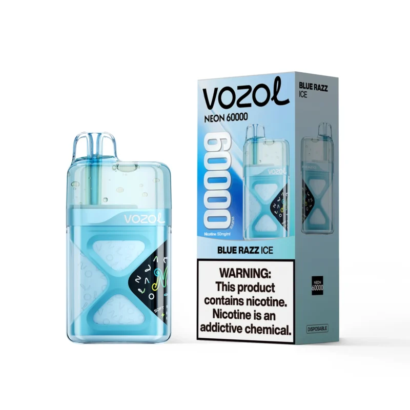 VOZOL Neon 60000 Puffs Blue Razz Ice Flavor Disposable Vape - VapeMaison