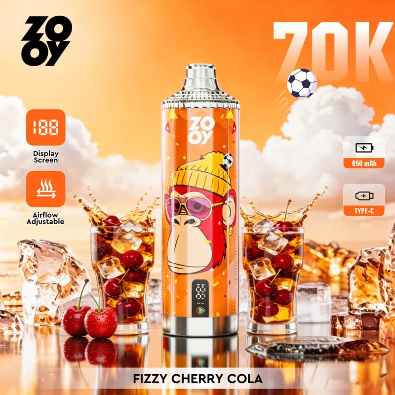 Zooy Vape Crystal 70K Fizzy Cherry Cola Flavor Disposable Vape - VapeMaison