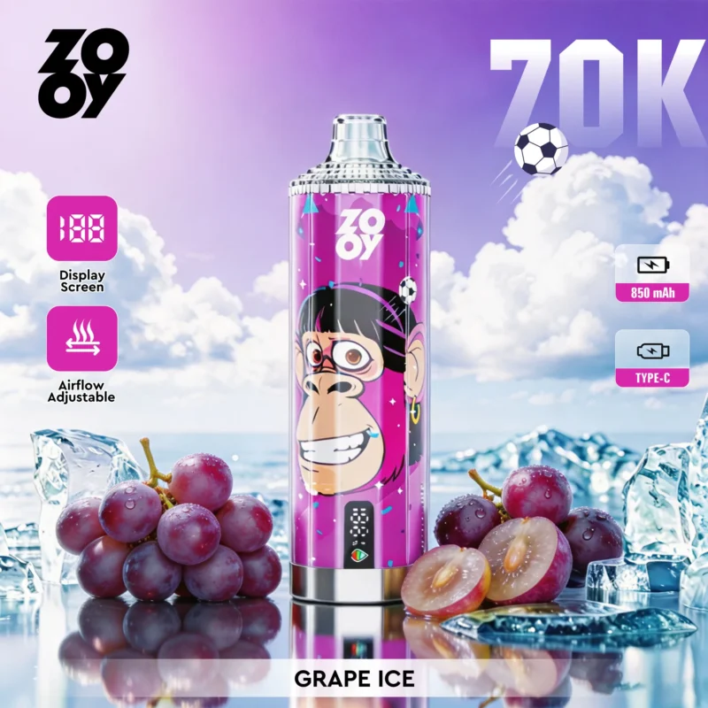 Zooy Vape Crystal 70K Grape Ice Flavor Disposable Vape - VapeMaison