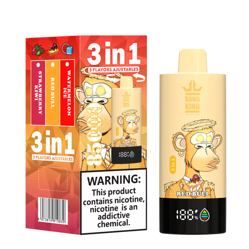 Bang King 85000 Puffs sabor watermelon ice red bull strawberry kiwi