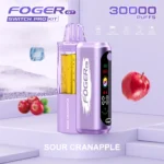 Foger GT 30000 Puffs Switch Pro Kit disposable vape in Sour Cranapple flavor with smart screen and visible e-liquid tank.
