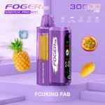 Foger GT 30000 Puffs Switch Pro Kit disposable vape in the Sour Fcuking Fab flavor with a purple body and smart screen.