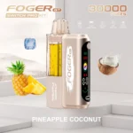 Foger GT Switch Pro Kit disposable vape in Pineapple Coconut flavor with a visible e-liquid tank and smart screen display.
