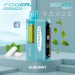 Foger GT Switch Pro Kit disposable vape in Gum Mint flavor with smart screen and visible e-liquid tank.
