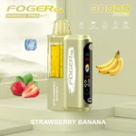 Foger GT 30000 Puffs Switch Pro Kit disposable vape in Strawberry Banana flavor with smart screen and visible e-liquid tank.