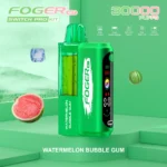 Green Foger GT Switch Pro Kit disposable vape with visible tank, labeled Watermelon Bubble Gum flavor.