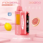 Foger GT 30000 Puffs Switch Pro Kit disposable vape in Pink Lemonade flavor, featuring a digital smart screen, 15ml tank, and dual mesh coil.